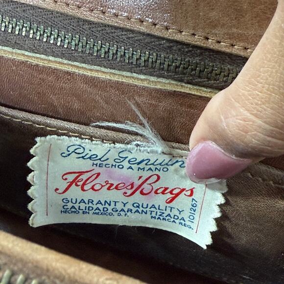 Vintage Tooled Leather Satchel Purse Flores‎ Bags Brown Boho Western Mexico - Picture 9 of 13